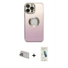 MARSİLYAN™- iPhone 13 Pro Max Kılıf Kutup Yansıma Özel Seri - Şeffaf Pasifik Cam Ekran Koruyucu + Rainbow Kamera Lens Koruma Cam - MR