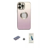MARSİLYAN™- iPhone 13 Pro Max Kılıf Kutup Yansıma Özel Seri - Şeffaf Pasifik Cam Ekran Koruyucu + Renkli Kamera Lens Koruma Cam - PE