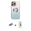 MARSİLYAN™- iPhone 13 Pro Max Kılıf Kutup Yansıma Özel Seri - Şeffaf Pasifik Cam Ekran Koruyucu + Renkli Kamera Lens Koruma Cam - SI