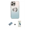 MARSİLYAN™- iPhone 13 Pro Max Kılıf Kutup Yansıma Özel Seri - Şeffaf Pasifik Cam Ekran Koruyucu + Shine Kamera Lens Koruma Cam - GI