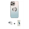 MARSİLYAN™- iPhone 13 Pro Max Kılıf Kutup Yansıma Özel Seri - Şeffaf Pasifik Cam Ekran Koruyucu + Pers Alüminyum Kamera Lens - SABE