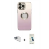 MARSİLYAN™- iPhone 13 Pro Max Kılıf Kutup Yansıma Özel Seri - Şeffaf Pasifik Cam Ekran Koruyucu + Pers Alüminyum Kamera Lens - SABE