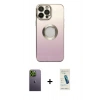 MARSİLYAN™- iPhone 13 Pro Max Kılıf Kutup Yansıma Özel Seri - Şeffaf Pasifik Cam Ekran Koruyucu + Neon Fosforlu Kamera Lens - YL