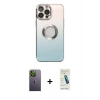 MARSİLYAN™- iPhone 13 Pro Max Kılıf Kutup Yansıma Özel Seri - Şeffaf Pasifik Cam Ekran Koruyucu + Neon Fosforlu Kamera Lens - YL