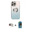 MARSİLYAN™- iPhone 13 Pro Max Kılıf Kutup Yansıma Özel Seri - Siyah 18D Cam Ekran Koruyucu + Rainbow Kamera Lens Koruma Cam - KI