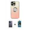 MARSİLYAN™- iPhone 13 Pro Max Kılıf Kutup Yansıma Özel Seri - Siyah 18D Cam Ekran Koruyucu + Neon Fosforlu Kamera Lens - MI