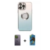 MARSİLYAN™- iPhone 13 Pro Max Kılıf Kutup Yansıma Özel Seri - Siyah 18D Cam Ekran Koruyucu + Neon Fosforlu Kamera Lens - YL
