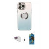 MARSİLYAN™- iPhone 13 Pro Max Kılıf Kutup Yansıma Özel Seri - Siyah 18D Cam Ekran Koruyucu + Pers Alüminyum Kamera Lens - GI