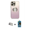 MARSİLYAN™- iPhone 13 Pro Max Kılıf Kutup Yansıma Özel Seri - Siyah 18D Cam Ekran Koruyucu + Rainbow Kamera Lens Koruma Cam - MR