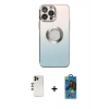 MARSİLYAN™- iPhone 13 Pro Max Kılıf Kutup Yansıma Özel Seri - Siyah 18D Cam Ekran Koruyucu + Shine Kamera Lens - GD