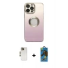 MARSİLYAN™- iPhone 13 Pro Max Kılıf Kutup Yansıma Özel Seri - Siyah 18D Cam Ekran Koruyucu + Shine Kamera Lens - GD