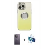 MARSİLYAN™- iPhone 13 Pro Max Kılıf Kutup Yansıma Özel Seri - Siyah 3D Antistatik Cam Ekran Koruyucu + Neon Fosforlu Kamera Lens - BZ