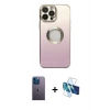 MARSİLYAN™- iPhone 13 Pro Max Kılıf Kutup Yansıma Özel Seri - Siyah 3D Antistatik Cam Ekran Koruyucu + Neon Fosforlu Kamera Lens - MI