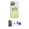 MARSİLYAN™- iPhone 13 Pro Max Kılıf Kutup Yansıma Özel Seri - Siyah 3D Antistatik Cam Ekran Koruyucu + Neon Fosforlu Kamera Lens - BZ