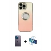 MARSİLYAN™- iPhone 13 Pro Max Kılıf Kutup Yansıma Özel Seri - Siyah 3D Antistatik Cam Ekran Koruyucu + Neon Fosforlu Kamera Lens - MI