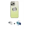 MARSİLYAN™- iPhone 13 Pro Max Kılıf Kutup Yansıma Özel Seri - Siyah 3D Antistatik Cam Ekran Koruyucu + Pers Alüminyum Kamera Lens - SABE