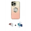 MARSİLYAN™- iPhone 13 Pro Max Kılıf Kutup Yansıma Özel Seri - Siyah 3D Antistatik Cam Ekran Koruyucu + Pers Alüminyum Kamera Lens - KI
