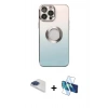 MARSİLYAN™- iPhone 13 Pro Max Kılıf Kutup Yansıma Özel Seri - Siyah 3D Antistatik Cam Ekran Koruyucu + Pers Alüminyum Kamera Lens - LT
