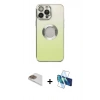 MARSİLYAN™- iPhone 13 Pro Max Kılıf Kutup Yansıma Özel Seri - Siyah 3D Antistatik Cam Ekran Koruyucu + Pers Alüminyum Kamera Lens - GD