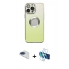MARSİLYAN™- iPhone 13 Pro Max Kılıf Kutup Yansıma Özel Seri - Siyah 3D Antistatik Cam Ekran Koruyucu + Pers Alüminyum Kamera Lens - LT