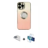 MARSİLYAN™- iPhone 13 Pro Max Kılıf Kutup Yansıma Özel Seri - Siyah 3D Antistatik Cam Ekran Koruyucu + Pers Alüminyum Kamera Lens - SABE