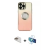 MARSİLYAN™- iPhone 13 Pro Max Kılıf Kutup Yansıma Özel Seri - Siyah 3D Antistatik Cam Ekran Koruyucu + Pers Alüminyum Kamera Lens - GD