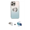 MARSİLYAN™- iPhone 13 Pro Max Kılıf Kutup Yansıma Özel Seri - Siyah 3D Antistatik Cam Ekran Koruyucu + Pers Alüminyum Kamera Lens - GD
