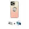 MARSİLYAN™- iPhone 13 Pro Max Kılıf Kutup Yansıma Özel Seri - Siyah 3D Antistatik Cam Ekran Koruyucu + Rainbow Kamera Lens Koruma Cam - MR
