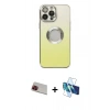 MARSİLYAN™- iPhone 13 Pro Max Kılıf Kutup Yansıma Özel Seri - Siyah 3D Antistatik Cam Ekran Koruyucu + Rainbow Kamera Lens Koruma Cam - KI