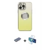 MARSİLYAN™- iPhone 13 Pro Max Kılıf Kutup Yansıma Özel Seri - Siyah 3D Antistatik Cam Ekran Koruyucu + Renkli Kamera Lens Koruma Cam - YL
