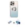 MARSİLYAN™- iPhone 13 Pro Max Kılıf Kutup Yansıma Özel Seri - Siyah 3D Antistatik Cam Ekran Koruyucu + Shine Kamera Lens Koruma Cam - MI