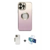 MARSİLYAN™- iPhone 13 Pro Max Kılıf Kutup Yansıma Özel Seri - Siyah 3D Antistatik Cam Ekran Koruyucu + Shine Kamera Lens - GD