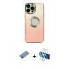 MARSİLYAN™- iPhone 13 Pro Max Kılıf Kutup Yansıma Özel Seri - Siyah 3D Antistatik Cam Ekran Koruyucu + Shine Kamera Lens Koruma Cam - PE