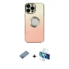 MARSİLYAN™- iPhone 13 Pro Max Kılıf Kutup Yansıma Özel Seri - Siyah 3D Antistatik Cam Ekran Koruyucu + Shine Kamera Lens Koruma Cam - GI