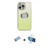 MARSİLYAN™- iPhone 13 Pro Max Kılıf Kutup Yansıma Özel Seri - Siyah 3D Antistatik Cam Ekran Koruyucu + Shine Kamera Lens Koruma Cam - MI