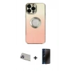 MARSİLYAN™- iPhone 13 Pro Max Kılıf Kutup Yansıma Özel Seri - Siyah 3D Antistatik Hayalet Cam Ekran Koruyucu + Rainbow Kamera Lens Koruma Cam - MR