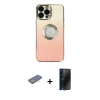 MARSİLYAN™- iPhone 13 Pro Max Kılıf Kutup Yansıma Özel Seri - Siyah 3D Antistatik Hayalet Cam Ekran Koruyucu + Sarı Renkli Kamera Lens Koruma Cam