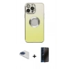 MARSİLYAN™- iPhone 13 Pro Max Kılıf Kutup Yansıma Özel Seri - Siyah 3D Antistatik Hayalet Cam Ekran Koruyucu + Pers Alüminyum Kamera Lens - LT