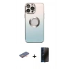 MARSİLYAN™- iPhone 13 Pro Max Kılıf Kutup Yansıma Özel Seri - Siyah 3D Antistatik Hayalet Cam Ekran Koruyucu + Renkli Kamera Lens Koruma Cam - TU