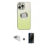 MARSİLYAN™- iPhone 13 Pro Max Kılıf Kutup Yansıma Özel Seri - Siyah 3D Antistatik Hayalet Cam Ekran Koruyucu + Pers Alüminyum Kamera Lens - SABE