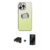 MARSİLYAN™- iPhone 13 Pro Max Kılıf Kutup Yansıma Özel Seri - Siyah 3D Antistatik Hayalet Cam Ekran Koruyucu + Raze Metal Kamera Lens - GD