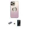 MARSİLYAN™- iPhone 13 Pro Max Kılıf Kutup Yansıma Özel Seri - Siyah 3D Antistatik Hayalet Cam Ekran Koruyucu + Sarı Renkli Kamera Lens Koruma Cam