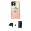 MARSİLYAN™- iPhone 13 Pro Max Kılıf Kutup Yansıma Özel Seri - Siyah 3D Antistatik Hayalet Cam Ekran Koruyucu + Raze Metal Kamera Lens - GD