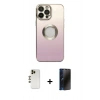 MARSİLYAN™- iPhone 13 Pro Max Kılıf Kutup Yansıma Özel Seri - Siyah 3D Antistatik Hayalet Cam Ekran Koruyucu + Shine Kamera Lens - GD