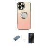 MARSİLYAN™- iPhone 13 Pro Max Kılıf Kutup Yansıma Özel Seri - Siyah 3D Antistatik Hayalet Cam Ekran Koruyucu + Metal Kamera Lens Koruma Cam - MR