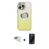 MARSİLYAN™- iPhone 13 Pro Max Kılıf Kutup Yansıma Özel Seri - Siyah 3D Antistatik Hayalet Cam Ekran Koruyucu + Pers Alüminyum Kamera Lens - SABE