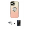 MARSİLYAN™- iPhone 13 Pro Max Kılıf Kutup Yansıma Özel Seri - Siyah 3D Antistatik Hayalet Cam Ekran Koruyucu + Pers Alüminyum Kamera Lens - SABE