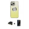 MARSİLYAN™- iPhone 13 Pro Max Kılıf Kutup Yansıma Özel Seri - Siyah 3D Antistatik Hayalet Cam Ekran Koruyucu + Raze Metal Kamera Lens - GD