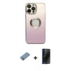 MARSİLYAN™- iPhone 13 Pro Max Kılıf Kutup Yansıma Özel Seri - Siyah 3D Antistatik Hayalet Cam Ekran Koruyucu + Shine Kamera Lens Koruma Cam - GI