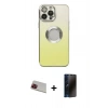 MARSİLYAN™- iPhone 13 Pro Max Kılıf Kutup Yansıma Özel Seri - Siyah 3D Antistatik Hayalet Cam Ekran Koruyucu + Rainbow Kamera Lens Koruma Cam - KI